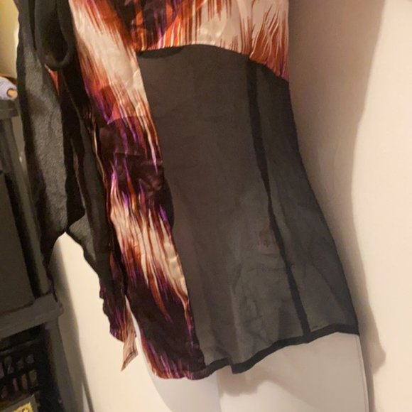 Line & Dot 100% Silk Blouse With Sheer Panels XS - Picture 8 of 14